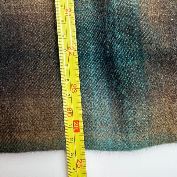 Chadwick’s Collection Plaid Wool Skirt Brown Teal Pleated Twee - Picture 5 of 8